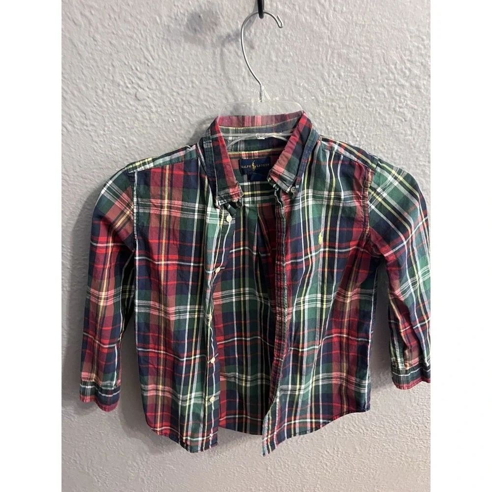 Boys Ralph Lauren Plaid long‎ sleeve size 6